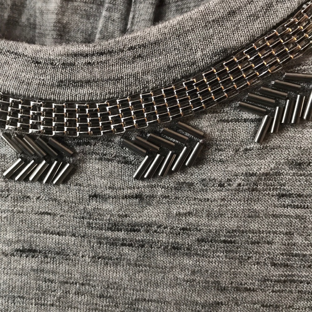 Express Gray Aztec Chain Open Back Embellished Top - image 2